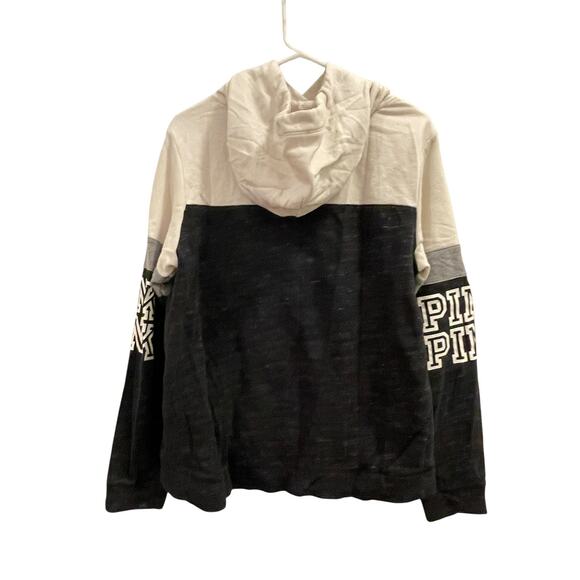 Victoria’s Secret‎ Pink Sweatshirt Hoodie Womens M Colorblock Logo Pullover Y2K - Picture 2 of 5